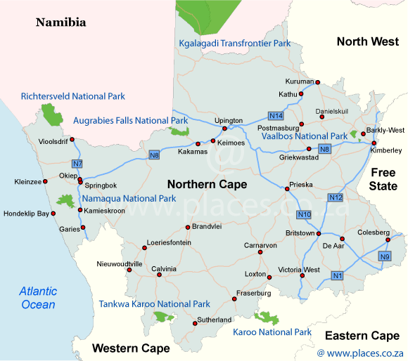 Accommodation Map Of The Northern Cape   Northern Cape Map2 